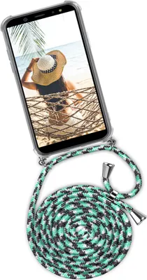 Produktbild von TWIST-Case + TWIST-Cord für Samsung Galaxy A6 (2018), Farbe:Seashell (Silber)