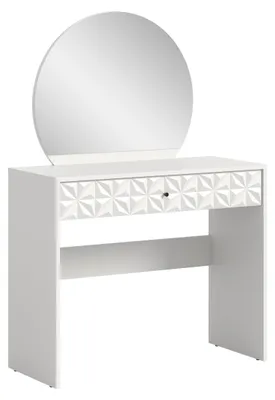 Productafbeelding van Make-uptafel met spiegel in wit melamine, ca. 90x133x39 cm