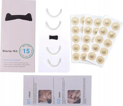 Obrázok produktu pre Sada Nosových Pásikov Proti Chrápaniu Prekryvné Pásiky Priedušné Biele