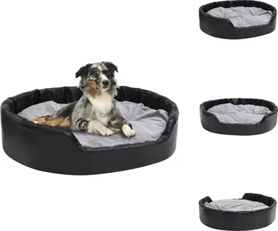 Produktbild von vidaXL Hundebett Schwarz-Grau 99x89x21 cm Plüsch und Kunstleder - Hundebetten