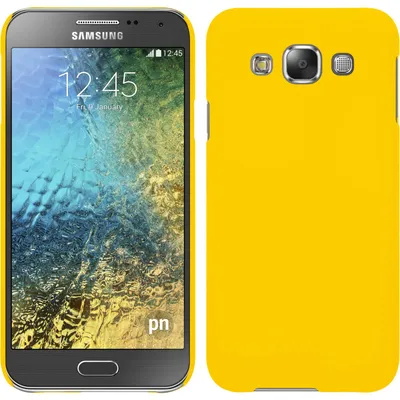 Produktbild von PhoneNatic Case kompatibel mit Samsung Galaxy E5 - Hülle gelb gummiert Hard-case + 2 Schutzfolien