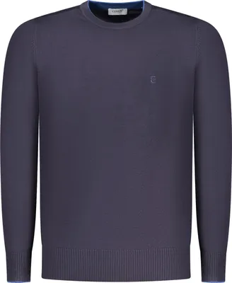 Immagine prodotto di Maglione da uomo blu - Maniche lunghe, collo rotondo, logo ricamato