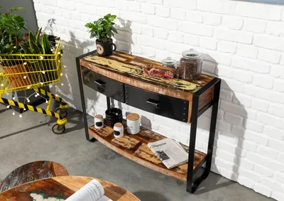 Produktbild von MASSIVMOEBEL24Konsolentisch Altholz 105x35x80 mehrfarbig lackiert INDUSTRIAL #08