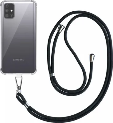 Produktbild von Smartphonica Handytasche passend für Samsung Galaxy M31s Transparent stoßfest mit abnehmbarem Universal Telefonkabel - Backcover Case Silikon ShockProof mit Lanyard