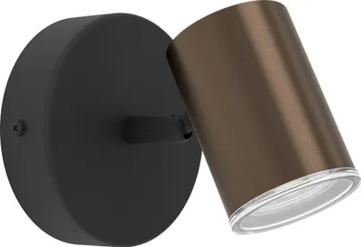 Image de EGLO Applique murale Consuma 1, luminaire mural pour salle de bain avec projecteur orientable, lampe de chevet en métal noir et bronze, éclairage pour salle de bain, culot GU10, indice de protection IP44