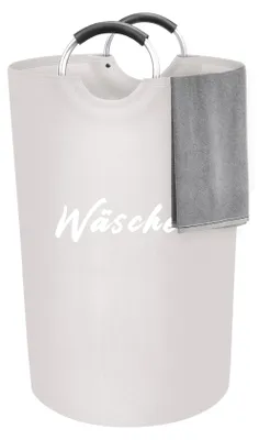 Produktbild von Großer 90L Wäschesammler mit Aluminiumgriffen – stabiler & faltbarer Wäschekorb mit wasserabweisender PE-Beschichtung – Wäschebox fürs Bad & Schlafzimmer – ergonomische Griffe, formfeste Wäschetonne