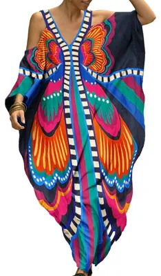 Produktbild von Strandkleid für Damen, Übergröße, Kaftan mit V-Ausschnitt, für Strand