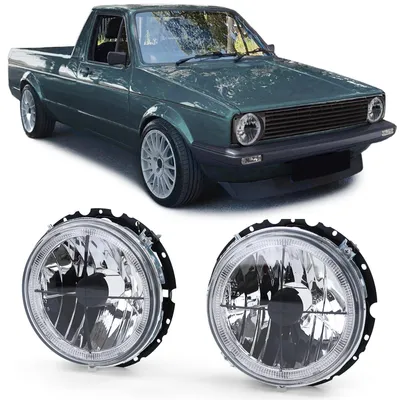 Für VW Caddy I 82-92 + Jetta I 79-84 Echt Glas Angel Eyes Scheinwerfer Schwarz in der Farbe Schwarz von Carparts-Online GmbH