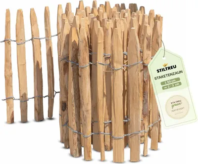 Produktbild von Französischer Premium Staketenzaun Kastanie - Länge 5 Meter, Höhe 50 cm, Lattenabstand 2-3 cm