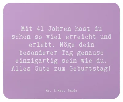 Produktbild von Mr. & Mrs. Panda Mousepad Spruch 41. Geburtstag - Lavendeltraum - Geschenk, mousematte, pc mauspad, Geburtstagsfeier, Party, Mouse Pad, Geburtstagsgeschenk, mausunterlage