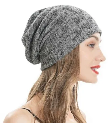 Zdjęcie produktu dla Czapka letnia beanie damska męska dżersej szara miękka oddychająca