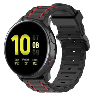 Produktbild von Strap-it Samsung Galaxy Watch Active Sport Schnallenarmband (Schwarz/Rot)