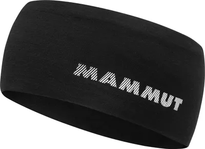 A black headband with the MAMMUT logo printed in white.