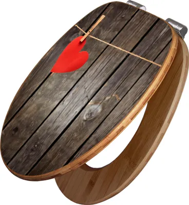 Produktbild von banjado Design WC Sitz Bambus Absenkautomatik -Kurznachricht - Toilettendeckel mit Absenkautomatik Holz/hochwertiger Bambus Klodeckel/WC-Sitz für alle gängigen Toiletten [TDB2 10904]