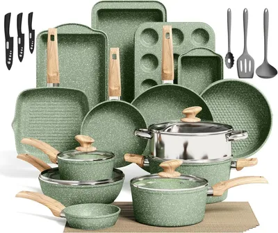 Image de set de 30 ustensiles de cuisine à induction Kitchen Academy avec revêtement en granit
