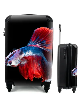 Produktbild von MuchoWow® Koffer Handgepäck Trolley Rollkoffer Kleine Reisekoffer mit 4 Rollen - Fisch - Schwanz - Schwarz - Cabin Size < 55x40x23 cm & 55x40x20 cm - Fotokoffer - Kabinenkoffer - Boardgepäck - Reise-Box - Reisekoffer - Reisegepäck - Koffer mit Bild - Trolley für Kinder