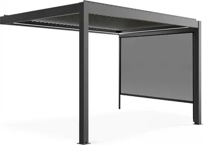Immagine prodotto di Pergola bioclimatica motorizzata illuminata 3x4 m e con 1 tenda - Oviala Thebes