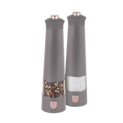 Two electric salt and pepper grinders.