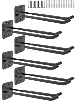 Imagen del producto de Sinoer, juego de 6 ganchos para garaje, soporte de pared resistente para herramientas y equipos de jardinería, 32 cm de longitud, capacidad de carga de 80 kg