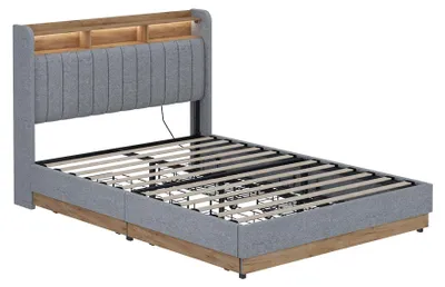 Produktbild von Polsterbett Vitalispa Nura Grau 140x200 cm mit 4 Schubladen, Model 59368