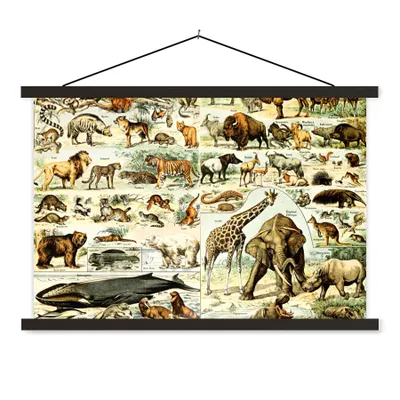 Produktbild von MuchoWow® Textilposter Tiere - Giraffe - Löwe 120x80 cm mit schwarzem Rahmen - Wanddeko