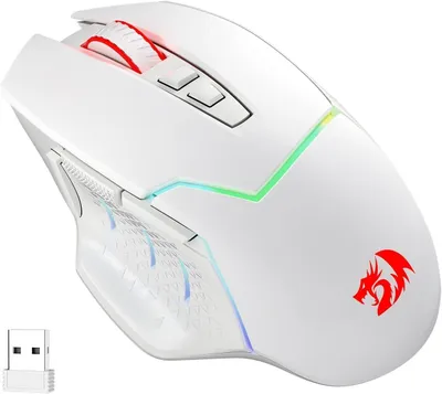 Produktbild von Redragon M690 PRO Kabellose Gaming-Maus, 8000 DPI kabelgebundene/kabellose Maus mit Schnellfeuertaste, 8 Makrotasten, ergonomisches Design für PC/Mac