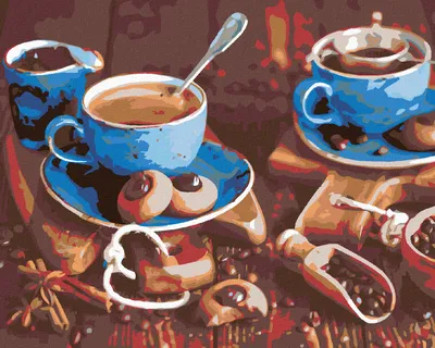 Immagine prodotto di Zuty - Dipingere con i numeri - TAZZE DI CAFFÈ BLU I., 40x50 cm, senza cornice e senza tela tesa