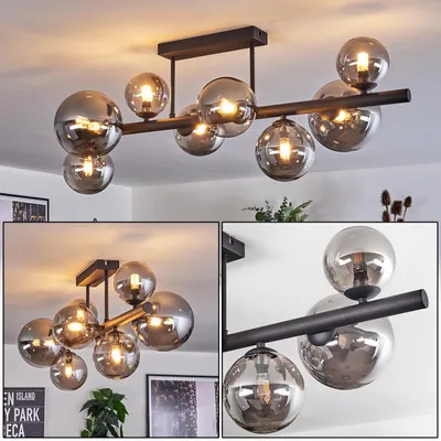 Produktbild von Isorella Deckenlampe aus Metall/Glas in Schwarz/Rauchfarben