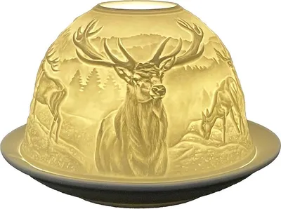 Produktbild von Clayre & Eef Teelichthalter Ø 12x8 cm Weiß Porzellan Hirsch