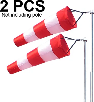 Produktbild von 2 Stück Taschenwetterfahne Outdoor Hängender Rip-Stop Windsack Rotierender Windsack Externes Anemometer Paket(rot+weiß)
