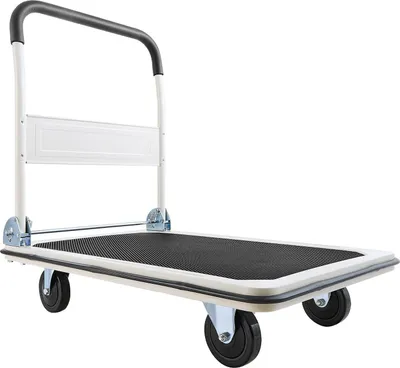 Image de Chariot pliable, capacité de 299,37 kg, chariot à plate-forme pliable avec roues pivotantes, chariot à plate-forme mobile, chariot à plateau, poignée pliable pour un rangement facile, 900 x 870 x 610 mm