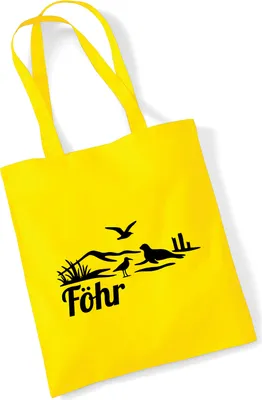 Produktbild von Huuraa Jutebeutel Föhr Strandmotiv 10 Liter Yellow Baumwolle Tasche Geschenkidee