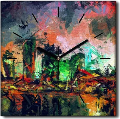 Produktbild von Coloray Uhr auf Leinwand 30x30 cm Wand Uhr Dekoration Wohnzimmer Segeltuch schwarze Hände -Abstraktion Kunstkunst