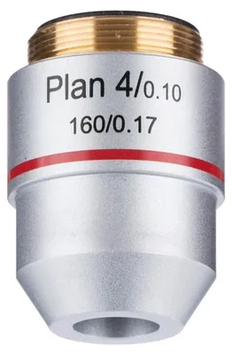 Imagen del producto de Lente acromática para microscopio biológico, modelo 4X