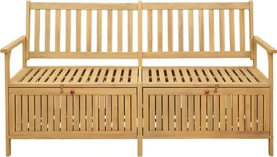 Produktbild von "im Diskont"Sitzbank - HOMMIE - moderne Truhenbank/Gartenmöbel - mit Stauraum mit Speicher mit Tür Massiv-Akazie - Gartenbänke NeuMöbel4721346
