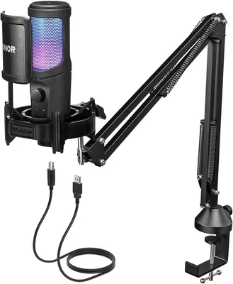 Produktbild von TONOR TC40 RGB USB Gaming Mikrofon mit Mute-Taste & Metallarm – Kondensator Mikrofon für PC, PS4, PS5, Streaming, Podcast, YouTube, Twitch