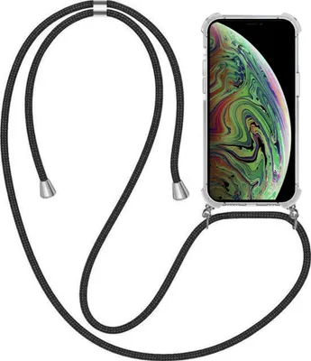 Immagine prodotto di Custodia per cellulare adatta per iPhone X/Xs con catena per cellulare e bumper - Cover posteriore in TPU antiurto con cinturino - Smartphonica