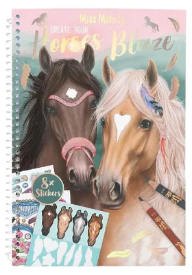 Miss Melody Pferde-Malbuch, 36 Seiten, mit 8 Stickerbögen