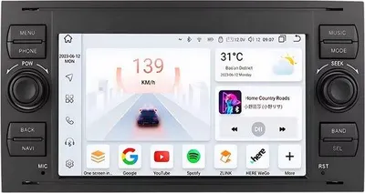 Obrázek produktu pro Autorádio s Bluetooth, CarPlay, kompatibilní s Apple a Android, stereo systém, navigace, navigační systém pro Ford Focus, Mondeo, Fiesta, Transit, Kuga, C-Max a S-Max Galaxy
