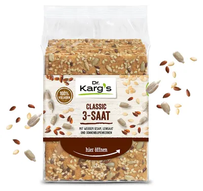 Zdjęcie produktu dla Dr Kargs Classic 3 nasiona z sezamem siemieniem lnianym słonecznikiem 200g
