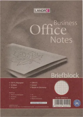 Produktbild von Landré e Briefblock DIN A5 Recycling kar. - 70 g/m² - A5