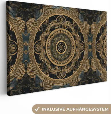 Obrázek produktu pro OneMillionCanvasses® - Plátno na zeď - Mandala - Zlatá - Bohémská -  nástěnné umění, nástěnné dekorace obrazy obývací pokoj, 30x20cm