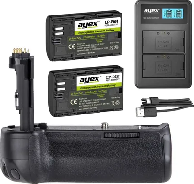 Produktbild von Batteriegriff Set für Canon EOS 6D + 2x LP-E6N Akku + 1x USB Dual Ladegerät wie BG-E13