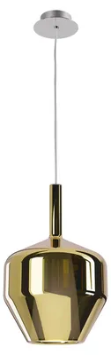 Image de Suspension TRESOR SU E27*1, forme ronde – diamètre 20, hauteur 280 cm - chromé brillant/doré, abat-jour en verre doré – finition chromée brillante et dorée, abat-jour en verre doré