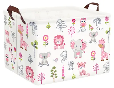 Aufbewahrungskorb Tiermotiv 40x30x30 cm 36 L weiß