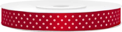 Produktbild von Satinband, gepunktet, rot B:12 mm, L: 25 m