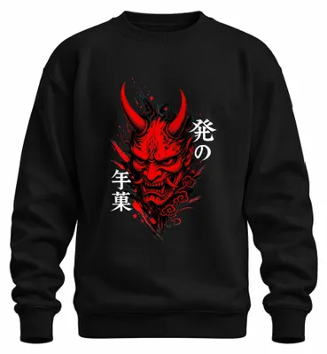 Zdjęcie produktu dla Maska Hannya, japoński demon Oni, tatuaż, styl Y2K, bluza z kapturem, czarna, rozmiar S