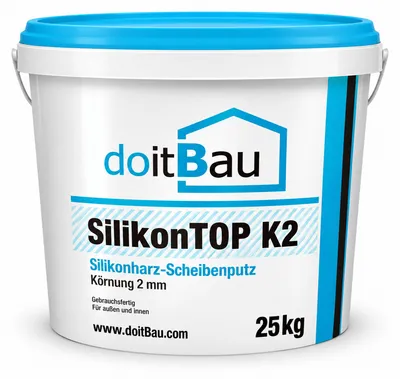 Produktbild von SilikonTOP Scheibenputz 25kg RAL 3005 Weinrot WDVS Silikonputz 1,5mm fein Nano-Effekt Silikonharz Fassade Oberputz Edelputz Eimer Fassadenputz