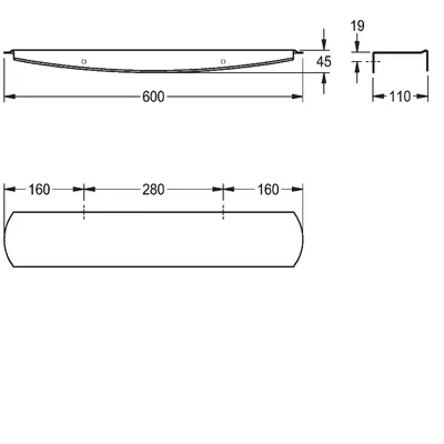 Obrázok produktu pre KWC AR police, STRATOS, nerezová oceľ, 600x45x110 mm, povrchová montáž, povrch InoxPlus