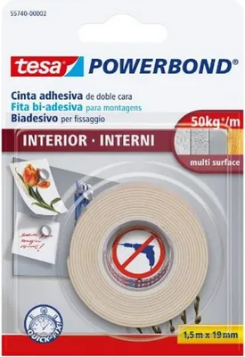 Obrázek produktu pro TESA 55740-00002-04, Lepicí páska, Bílá, 1,5 m, Vnitřní, Polyetylen, Akrylový, Keramika, Sklo, Kov, Plast, Dřevo